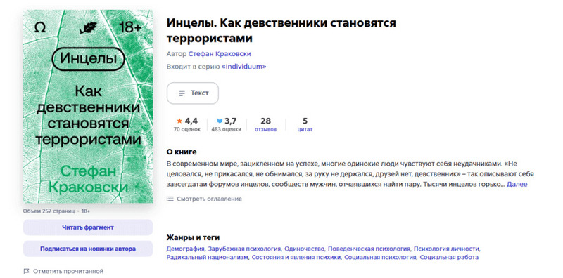 В произведении есть и женские истории: девушки-инцелы тоже считают себя непривлекательными